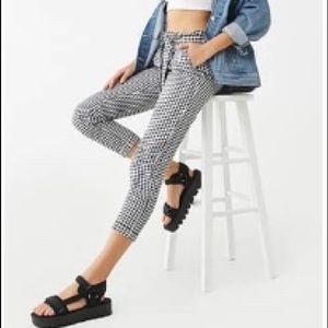 Checkered Paperbag Ankle Pants